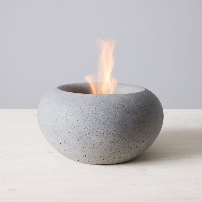 TerraFlame Stone Concrete Table Top Gel Fuel Fire Bowl Indoor and